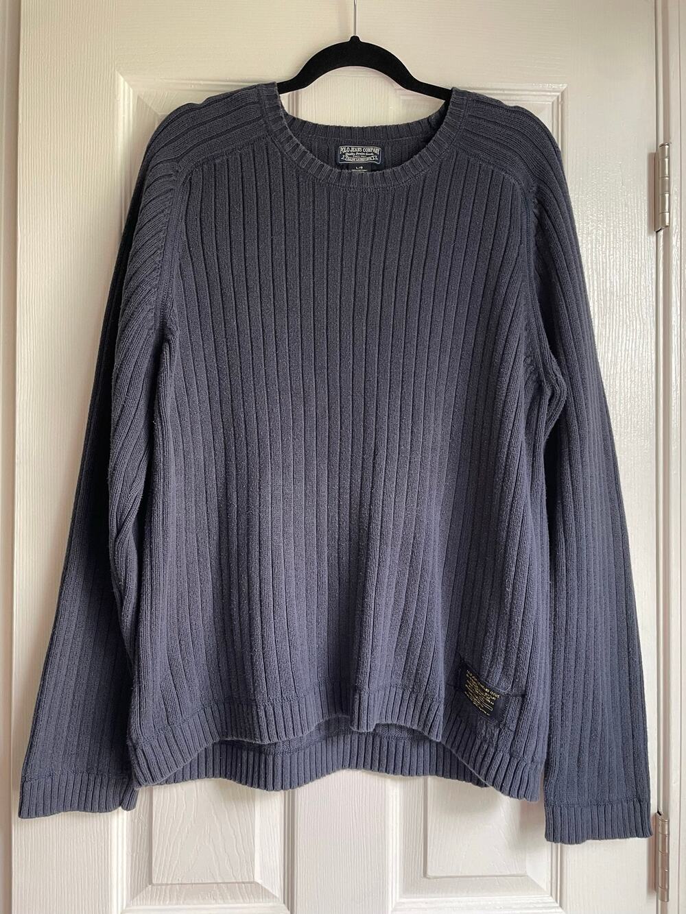 Vintage Ralph Lauren Polo Jeans Company Men's Navy Ribbed Sweater Hong Kong Sz L